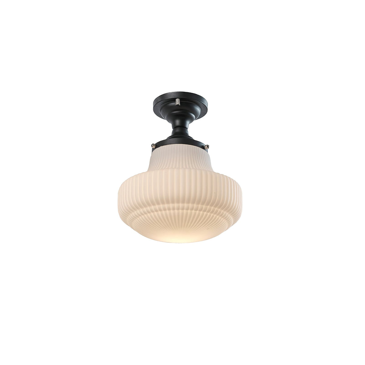 Eireian Schoolhouse Vlakke plafondlamp met Geribbelde Glazen Kap
