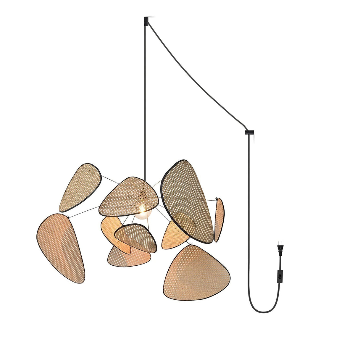 Ariinora hanglamp met rotan en swag industriële stijl