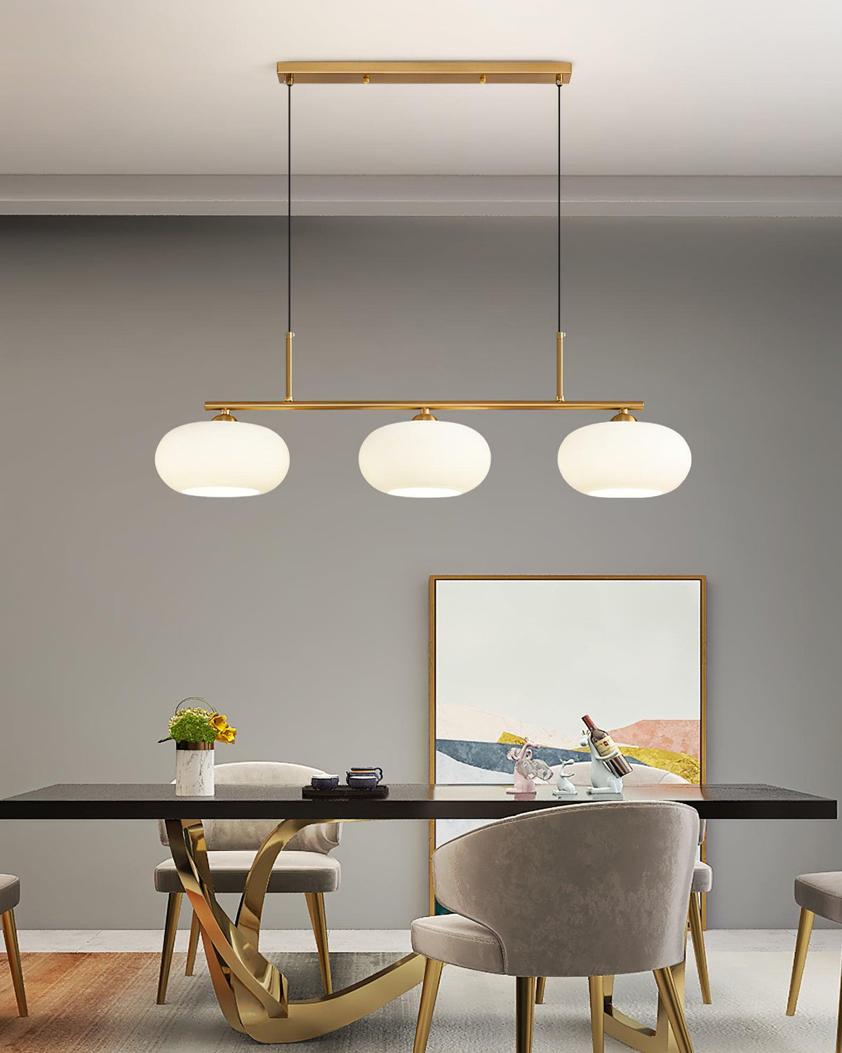 Lumeiella hanglamp 3-licht bolvormig lineair