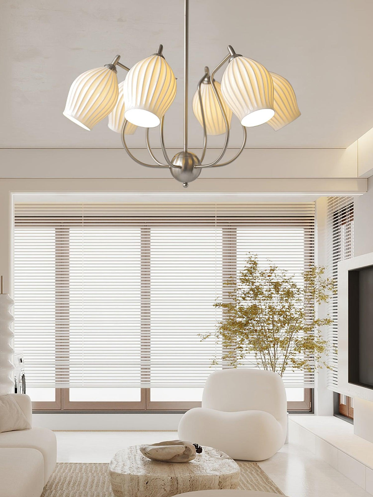 Pravin Kroonluchter keramiek Ribbed Sculptural glas Elegant