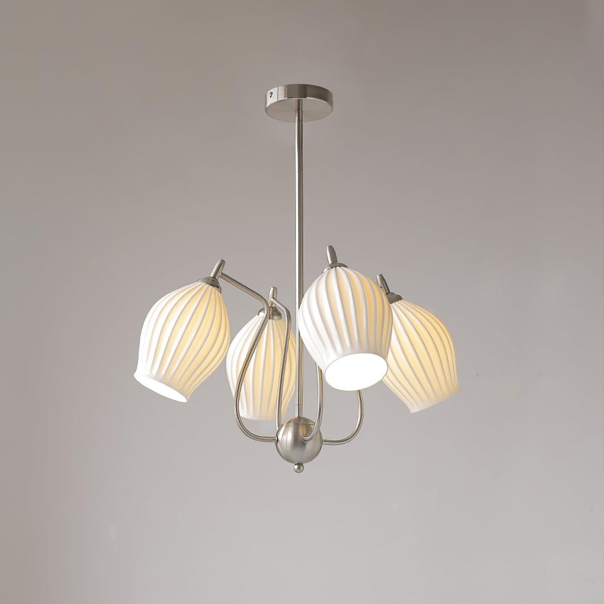 Pravin Kroonluchter keramiek Ribbed Sculptural glas Elegant