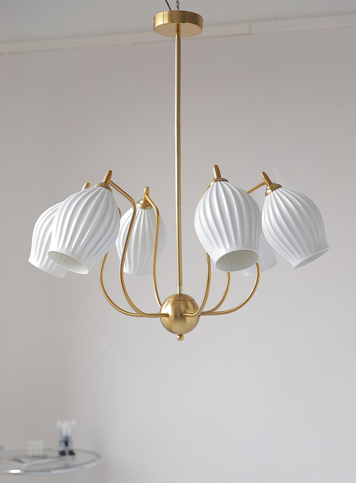 Pravin Kroonluchter keramiek Ribbed Sculptural glas Elegant