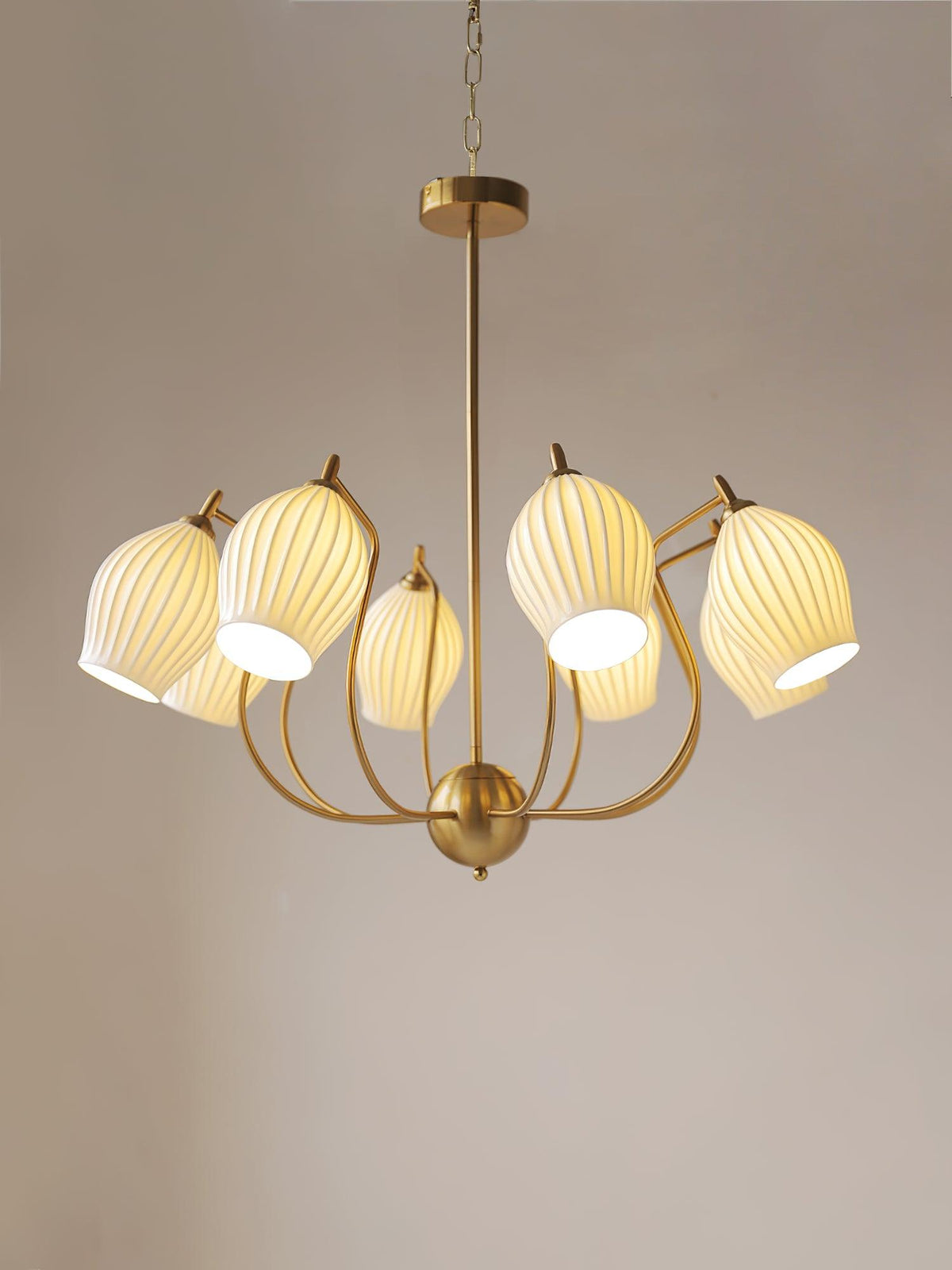 Pravin Kroonluchter keramiek Ribbed Sculptural glas Elegant