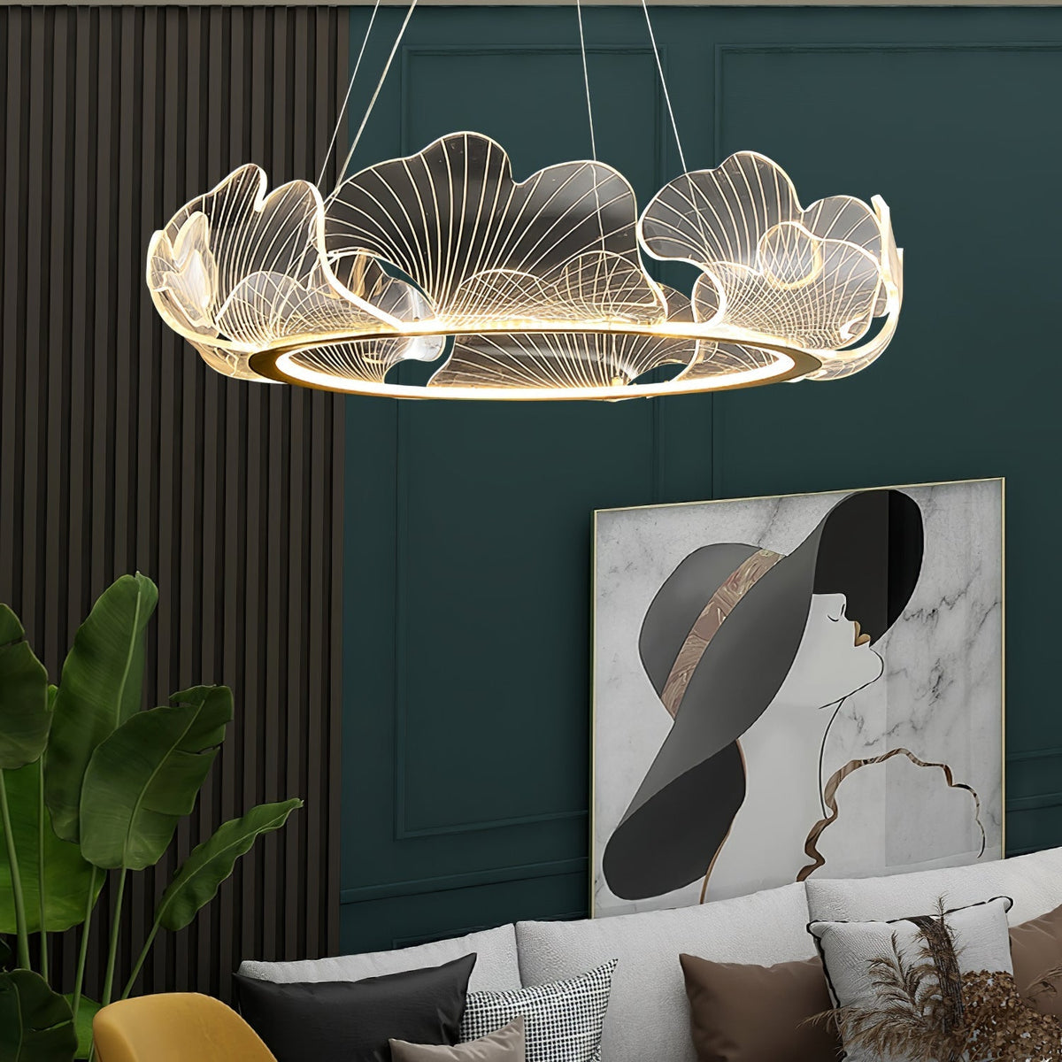 Lucisora hanglamp met mat acryl en bloemblaadring