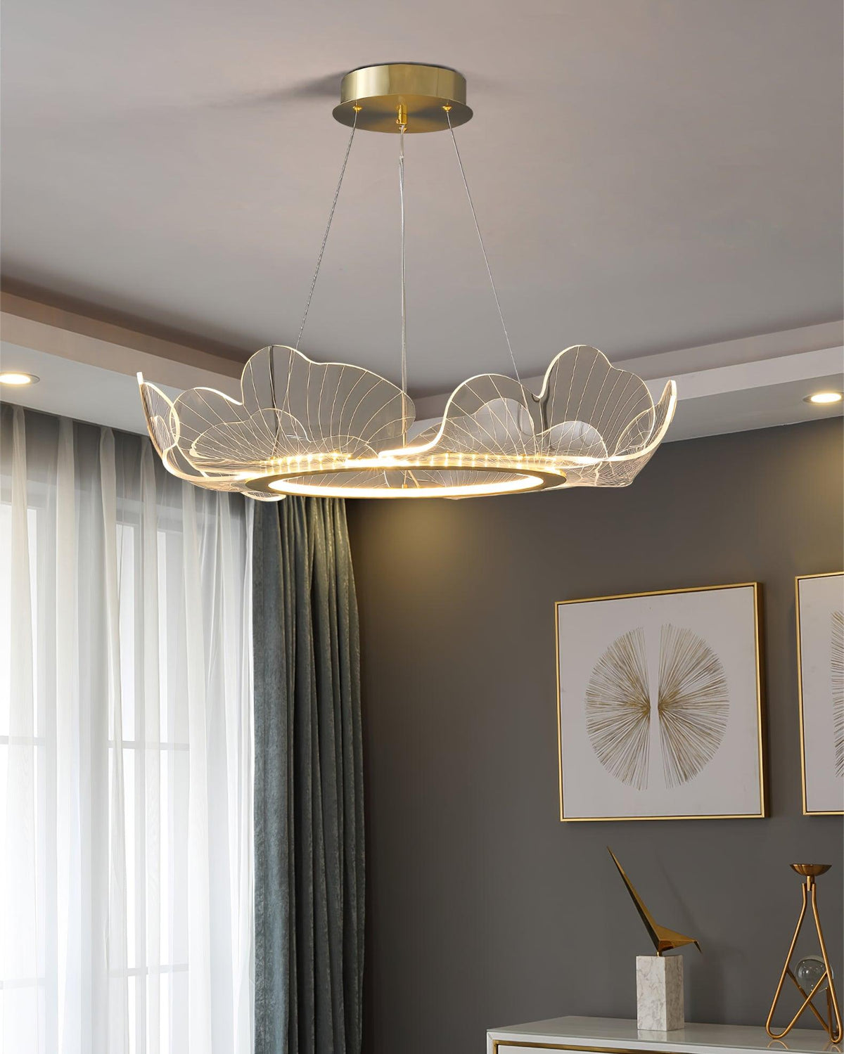 Lucisora hanglamp met mat acryl en bloemblaadring