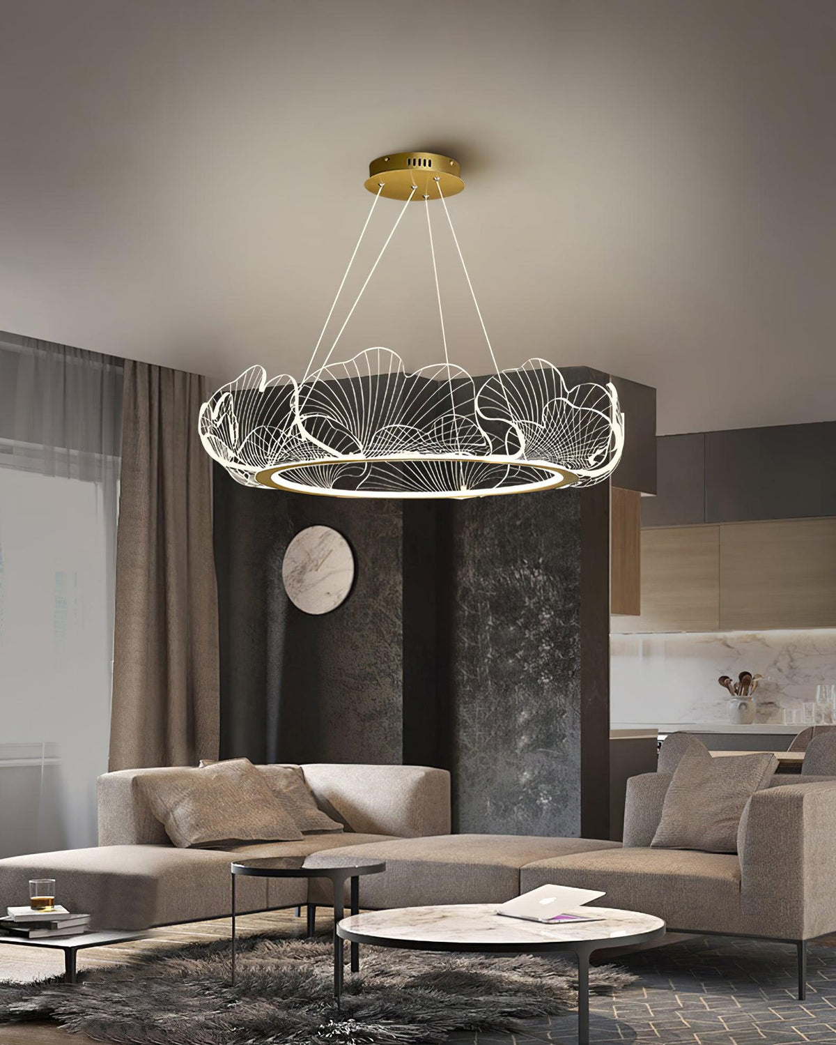 Lucisora hanglamp met mat acryl en bloemblaadring