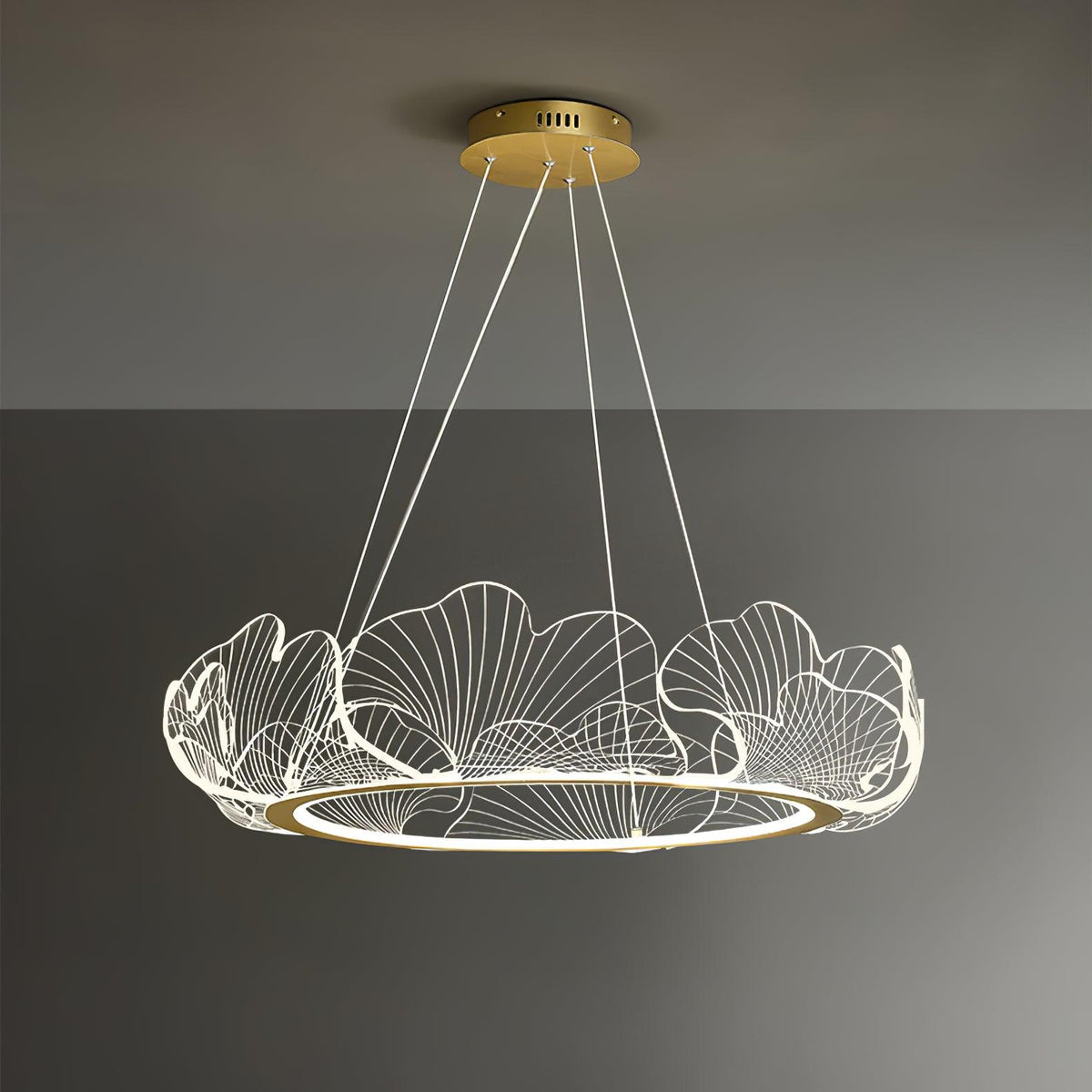 Lucisora hanglamp met mat acryl en bloemblaadring