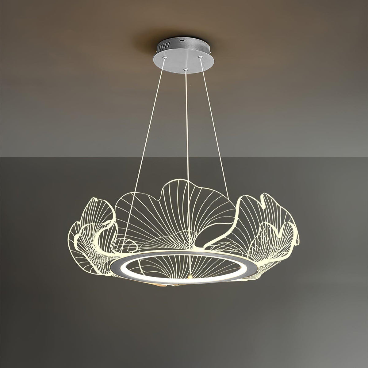 Lucisora hanglamp met mat acryl en bloemblaadring