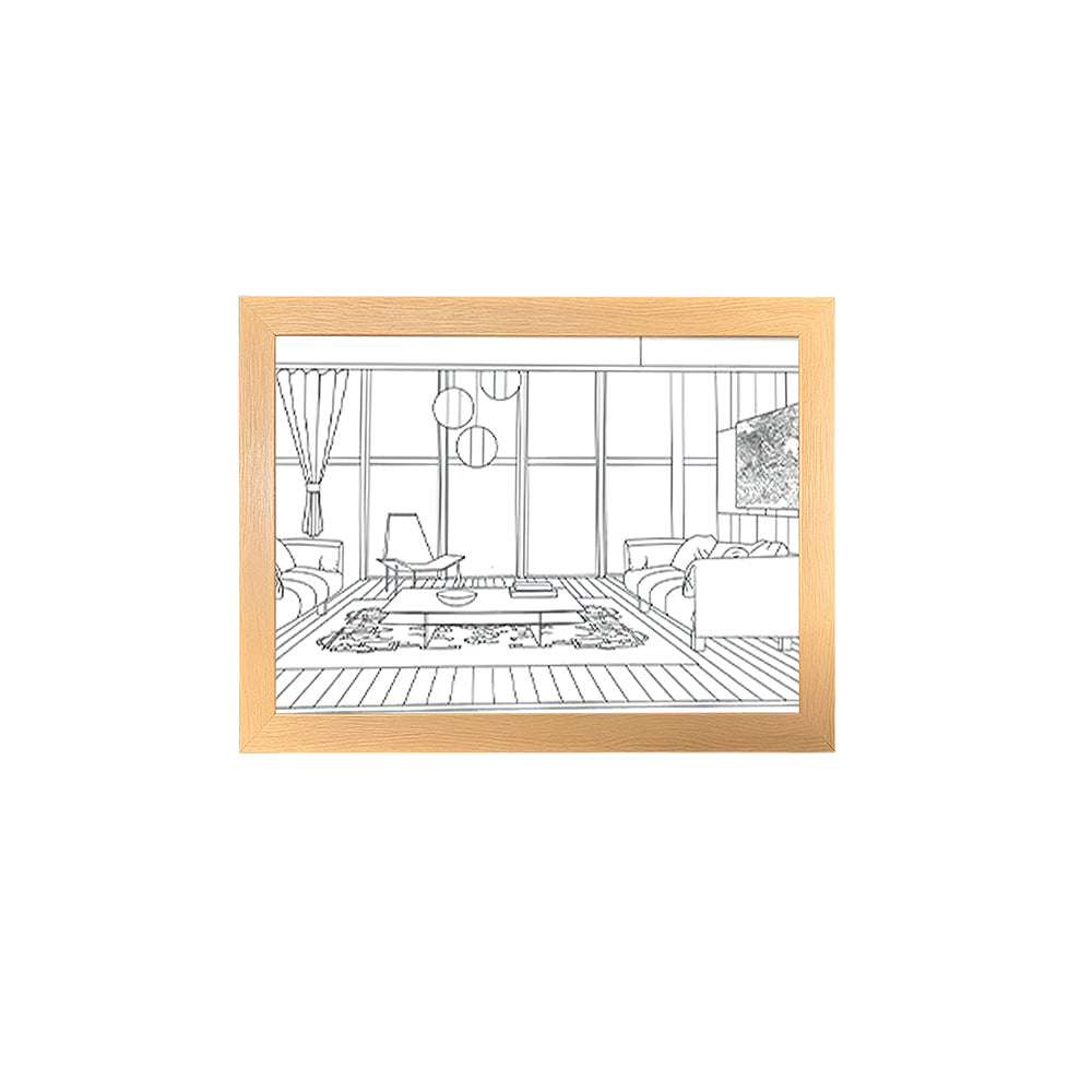 Moderne wandlamp met eiken frame en LED-verlichting