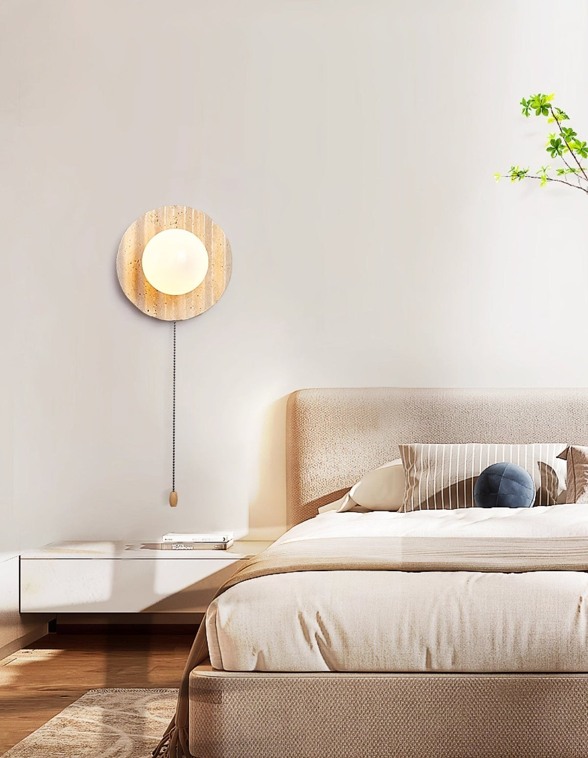 Aluk wandlamp in Geel travertin