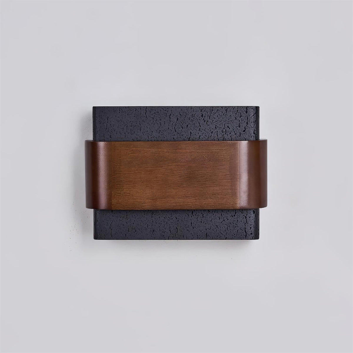 Valeneria travertin wandlamp met houten afwerking in boogvorm