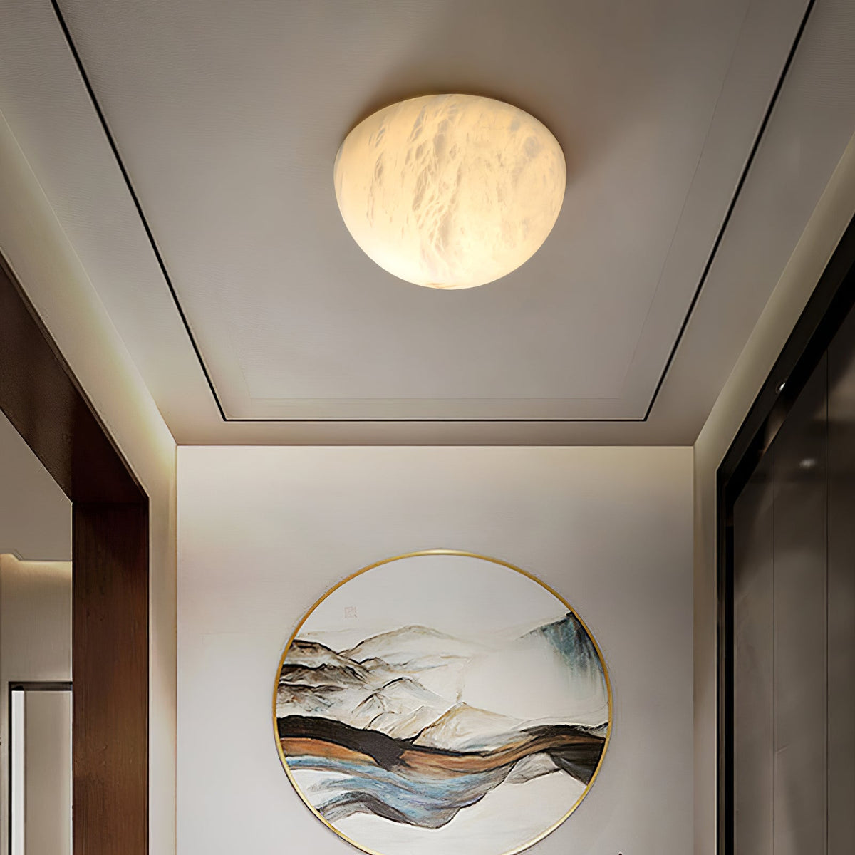 Elvar halfronde minimalistische plafondlamp van albast