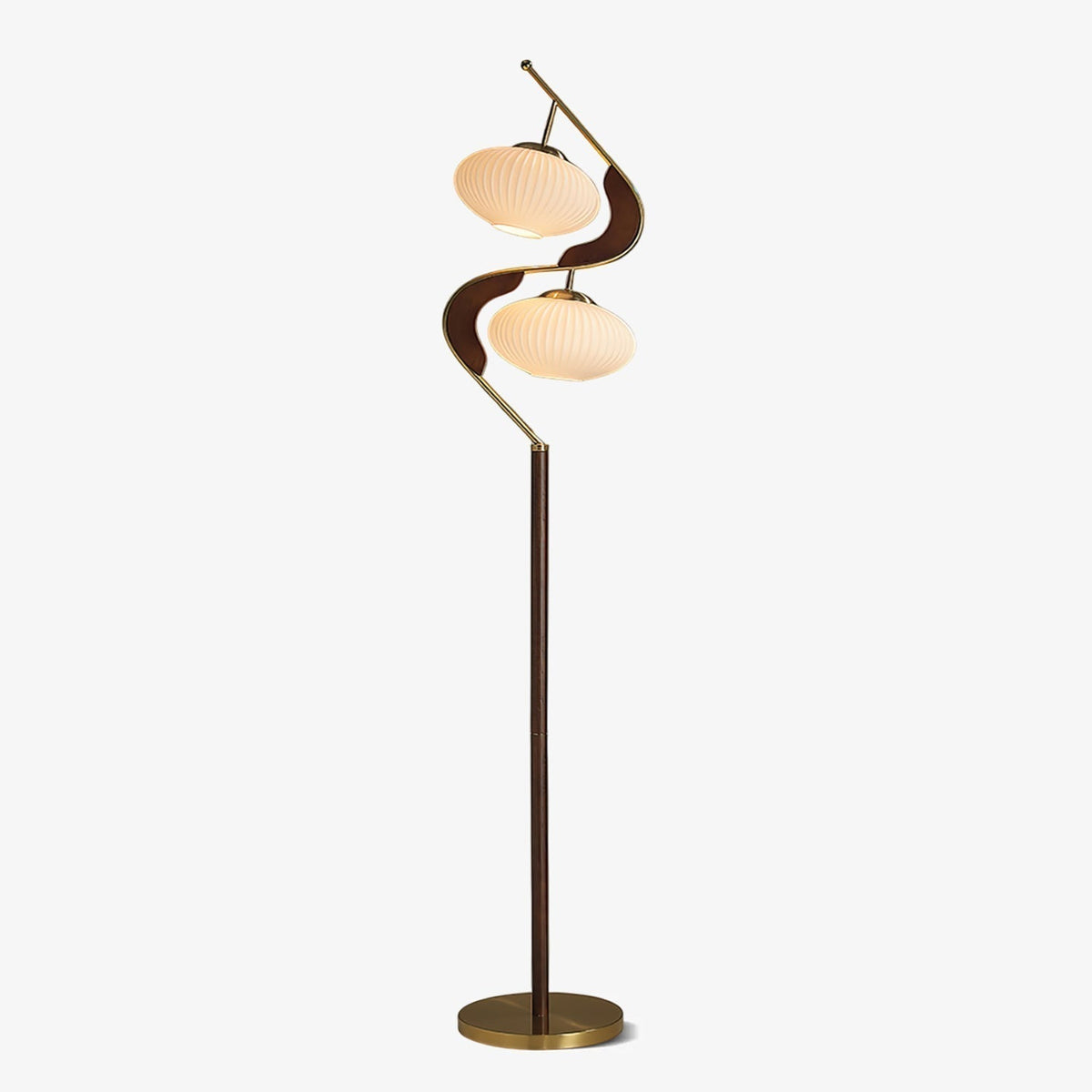 Miruaya moderne vloerlamp in walnootkleur en goud