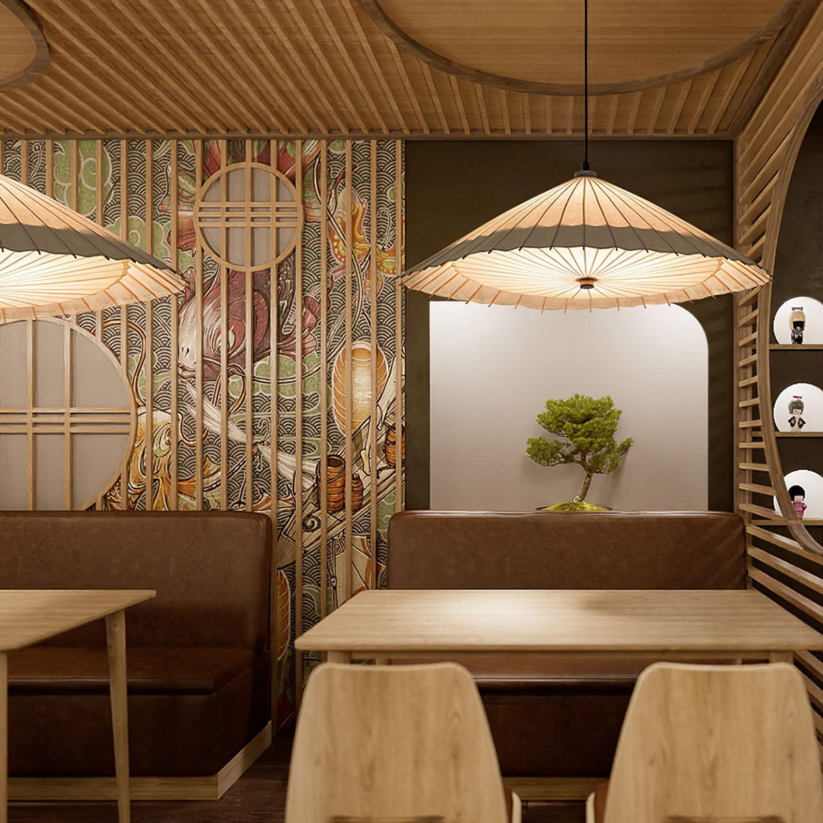 Nirixel hanglamp papierparasol geplooide eetkamer