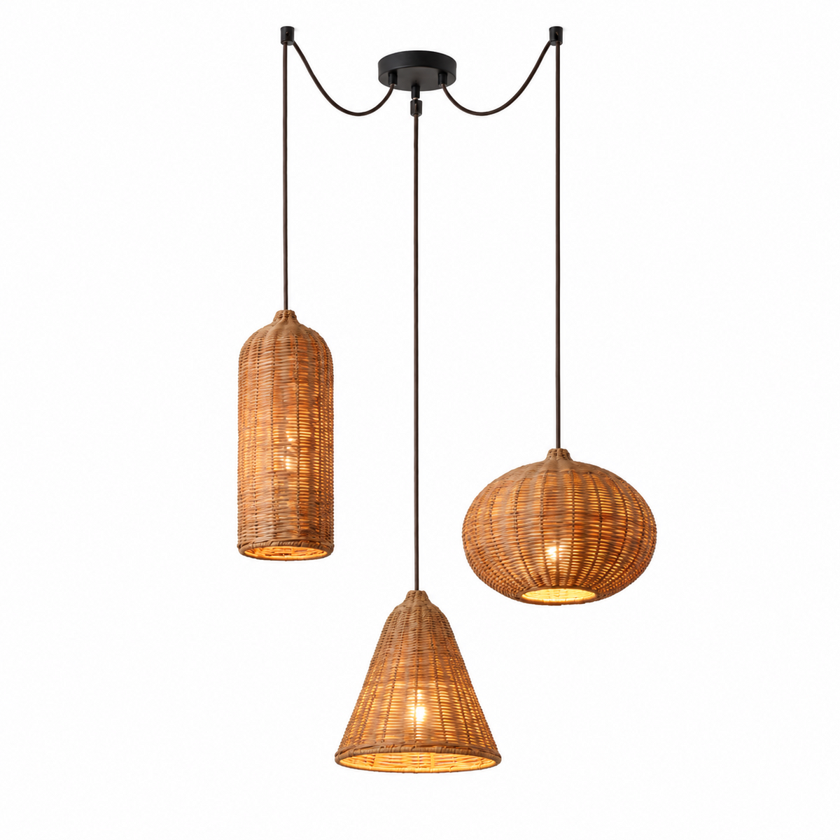 Marleigh hanglamp van geweven rotan
