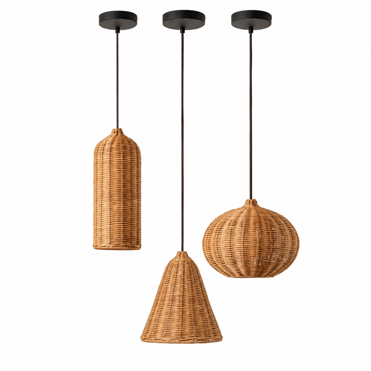 Marleigh hanglamp van geweven rotan