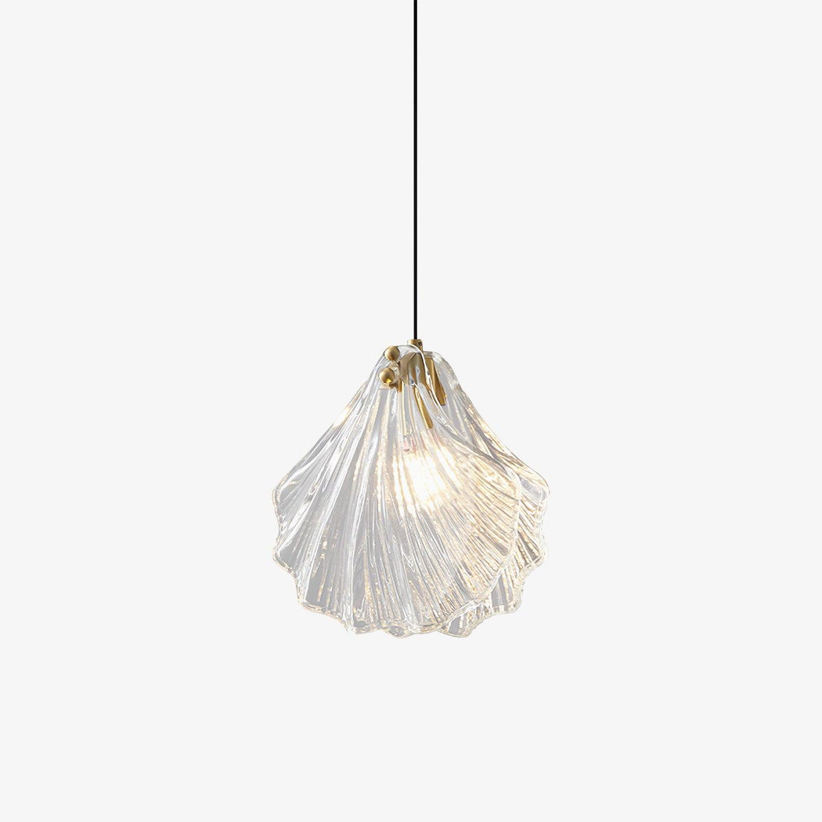 Veda hanglamp van glas met schelpontwerp, artistiek en elegant
