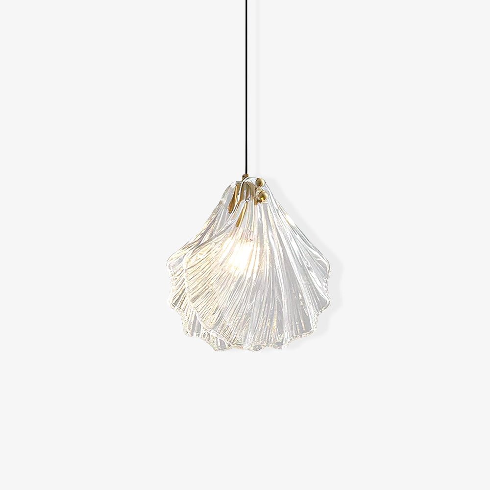 Veda hanglamp van glas met schelpontwerp, artistiek en elegant