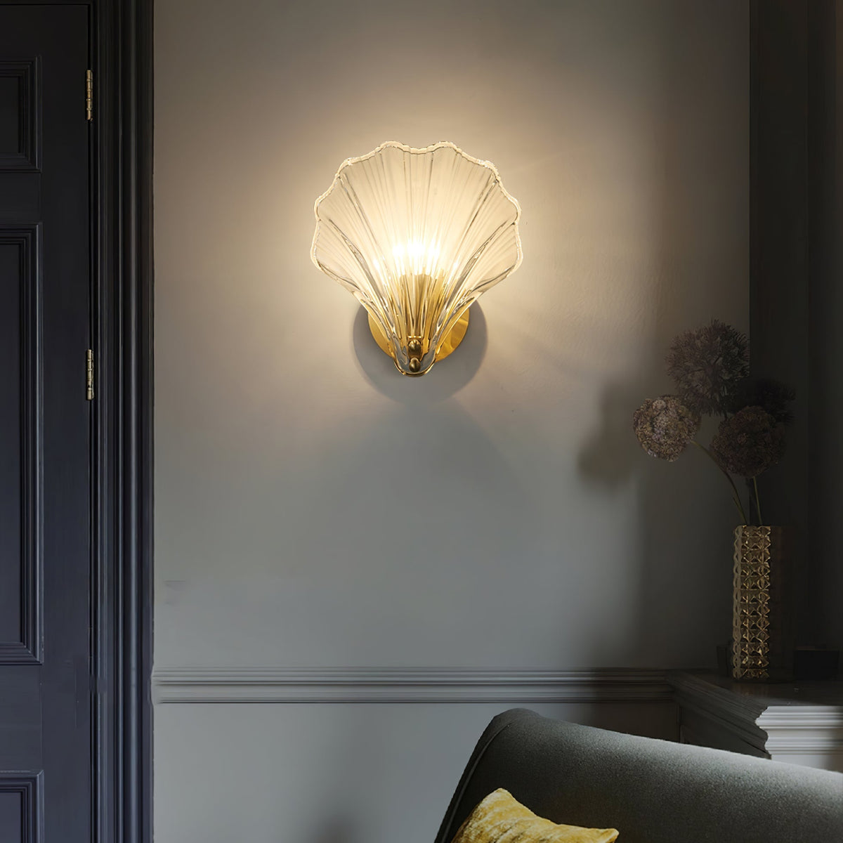 Neo Premium elegantie wandlamp van messing met glazen kap