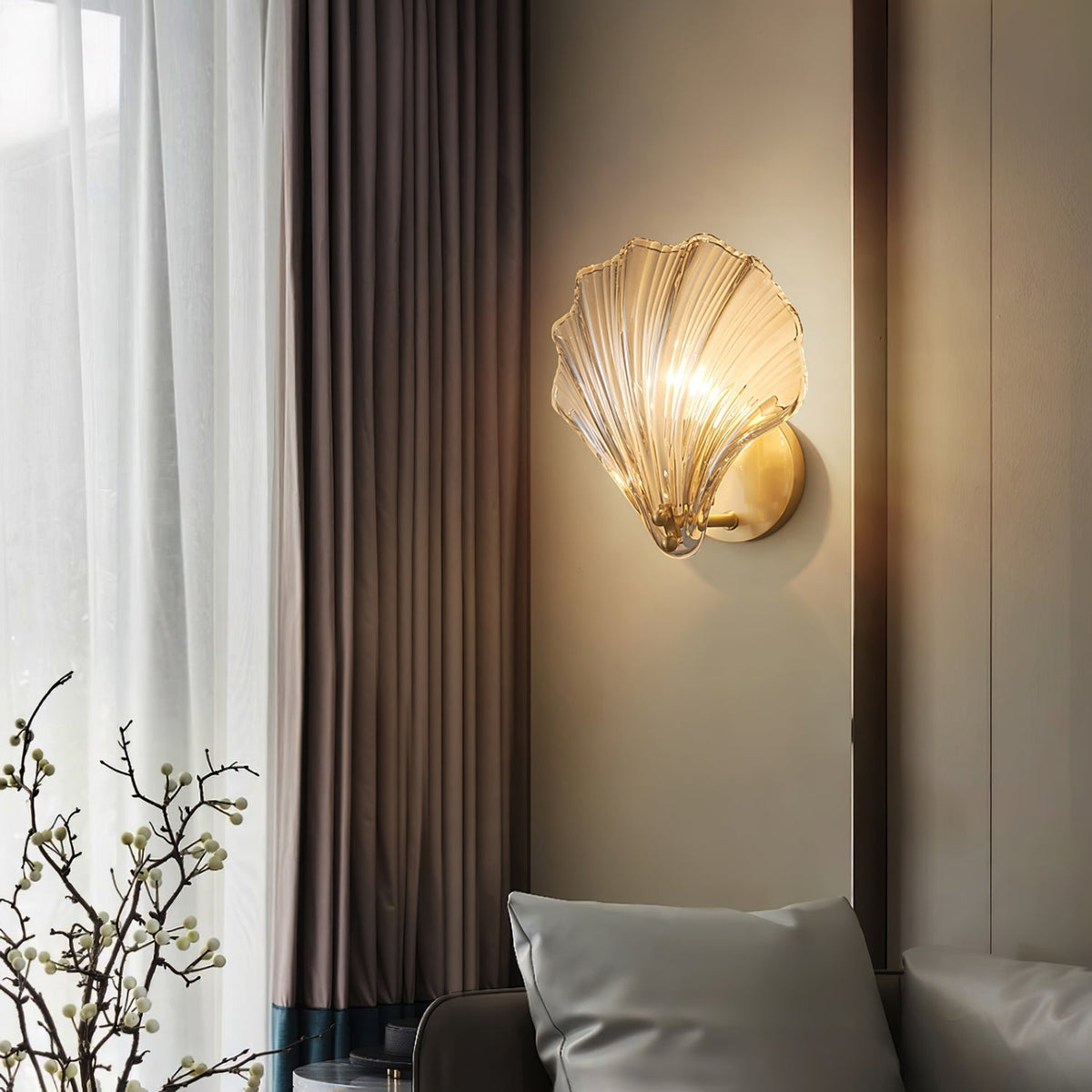 Neo Premium elegantie wandlamp van messing met glazen kap