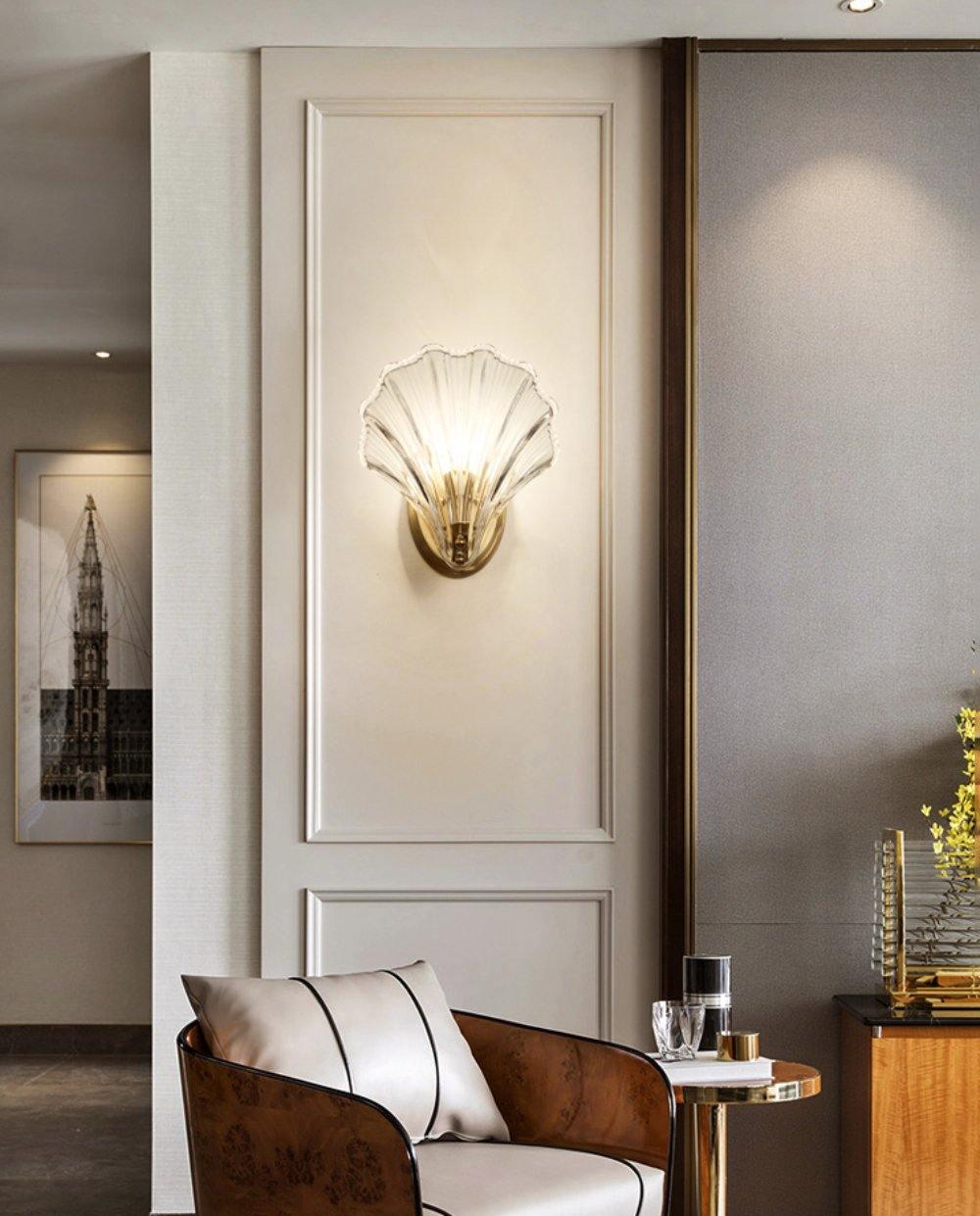Neo Premium elegantie wandlamp van messing met glazen kap