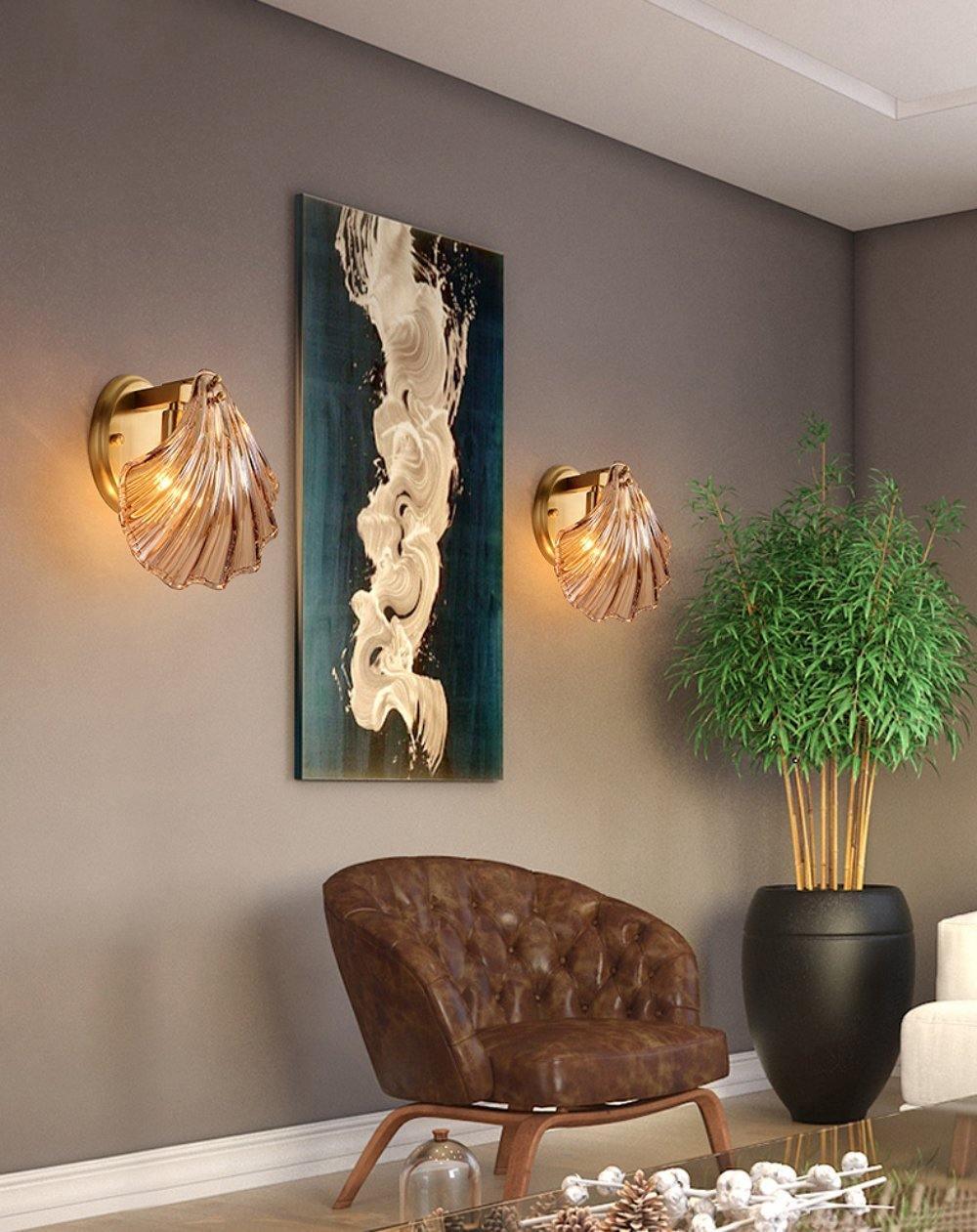 Neo Premium elegantie wandlamp van messing met glazen kap