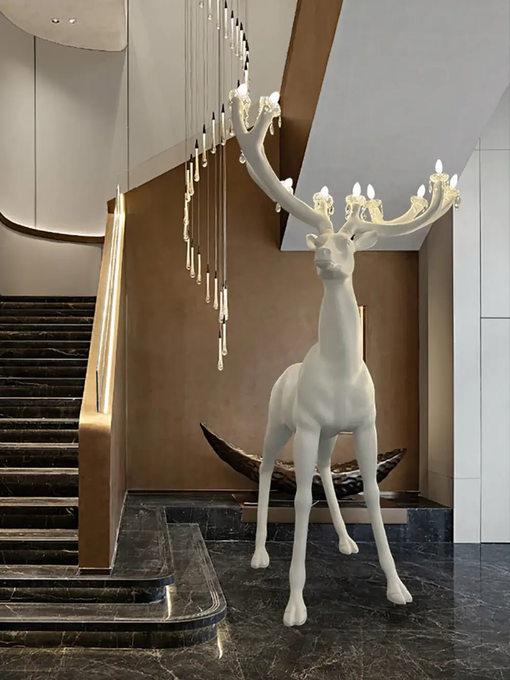 Veluaine vloerlamp hertfiguur speels artistiek