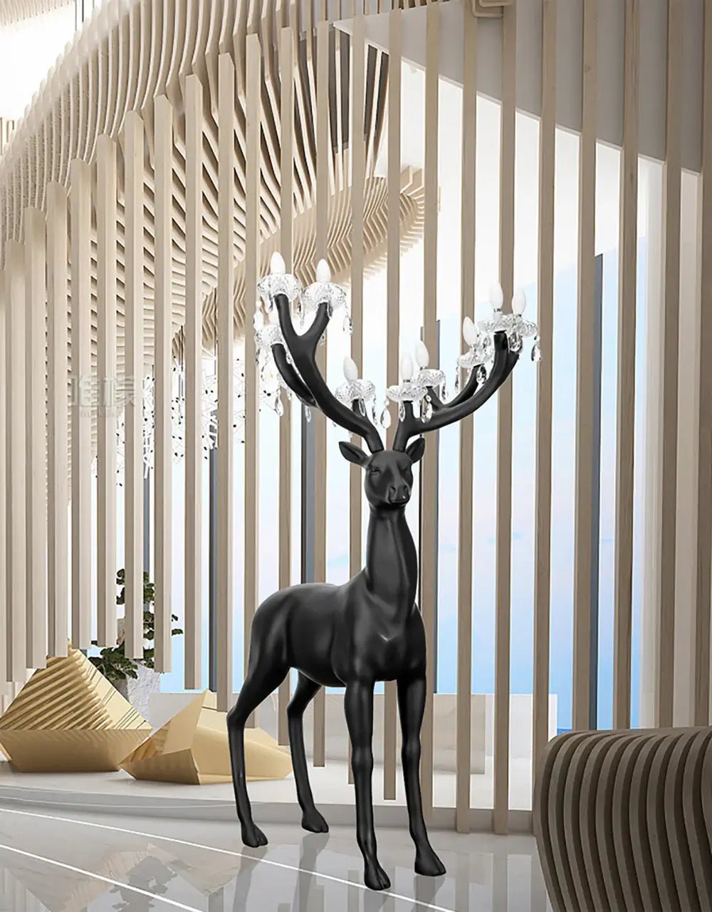 Veluaine vloerlamp hertfiguur speels artistiek