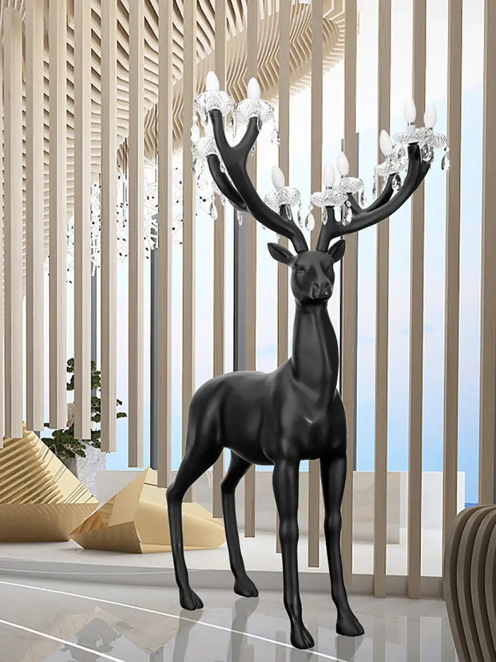 Veluaine vloerlamp hertfiguur speels artistiek