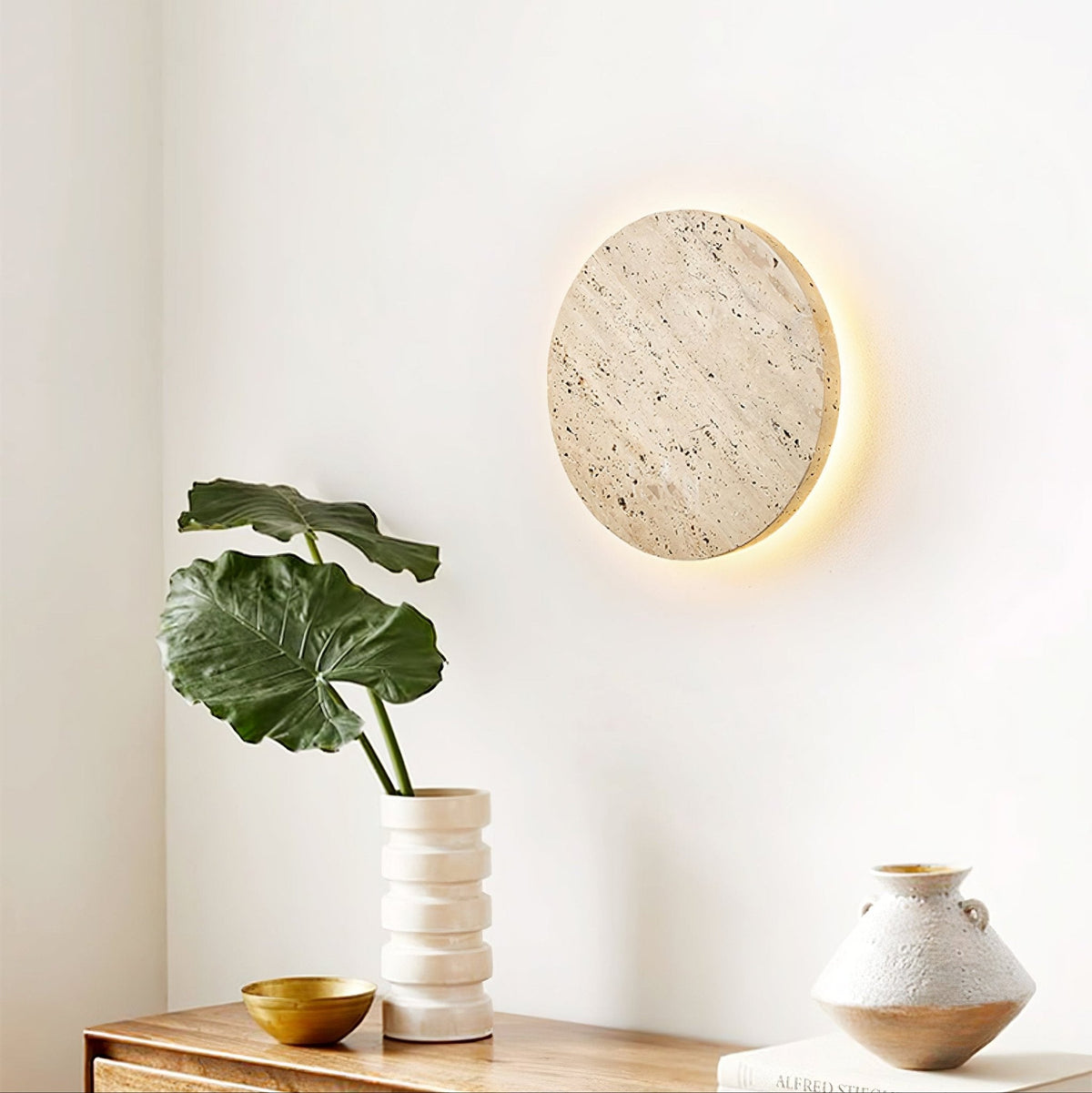 Artale Geel travertin wandlamp