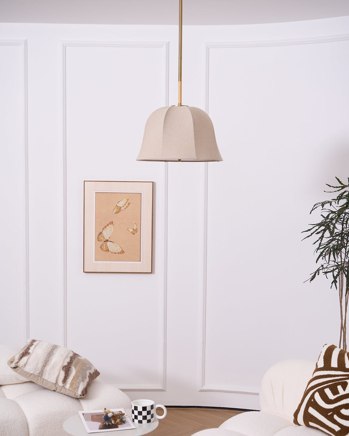 Fioalielle Vintage hanglamp van Linnen in Beige