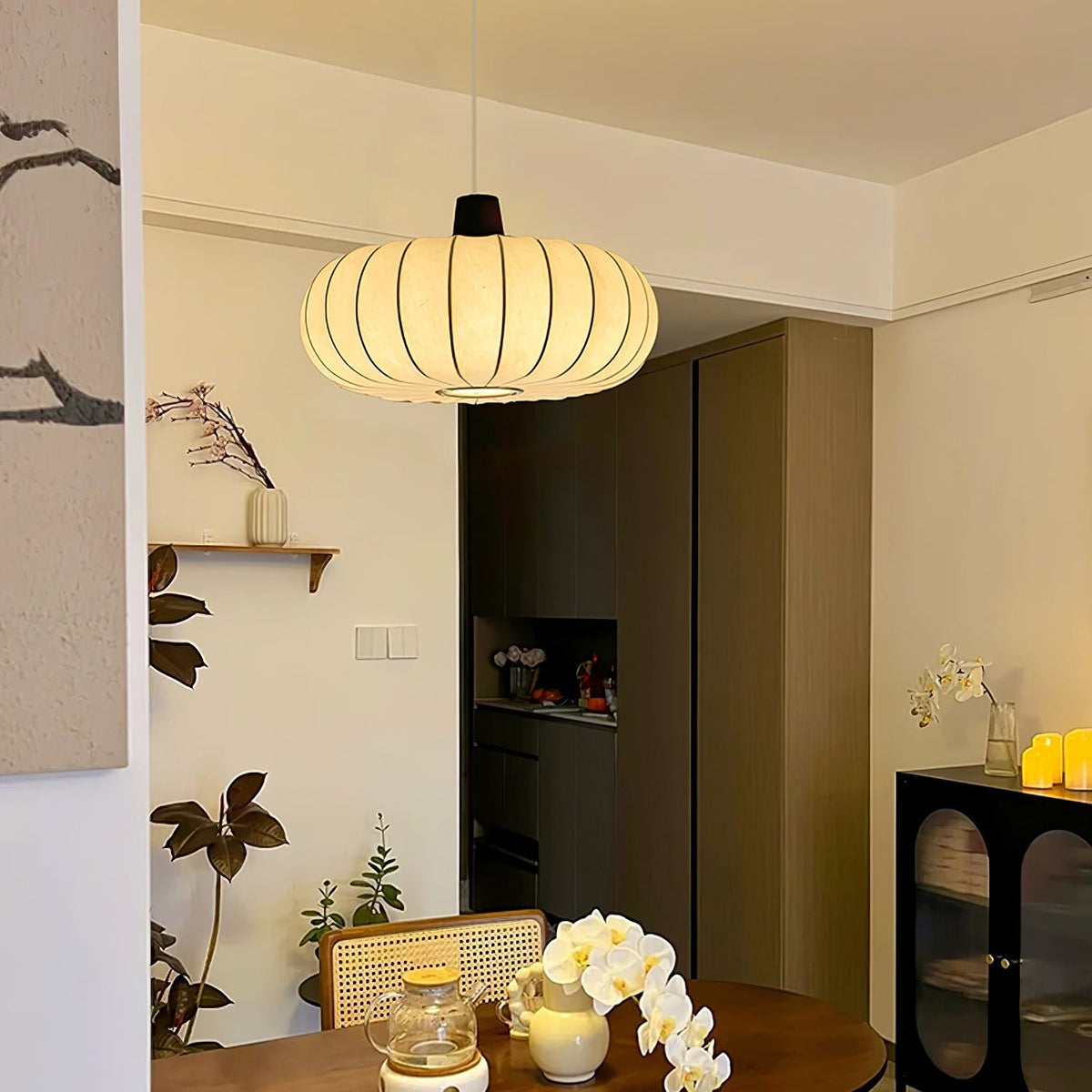 Aldeelia hanglamp van zijden hout in retrostijl