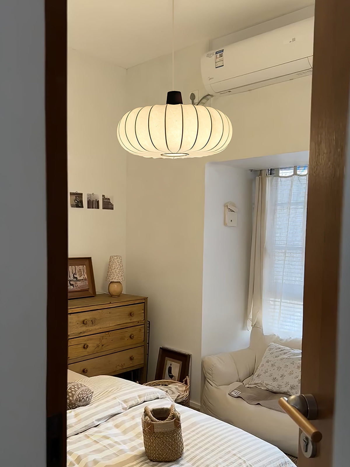 Aldeelia hanglamp van zijden hout in retrostijl
