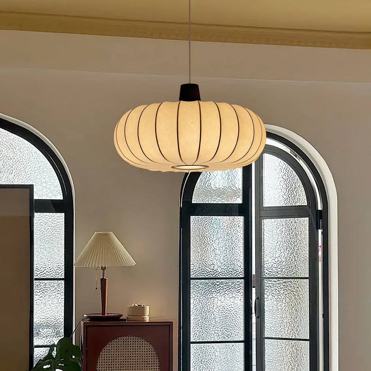 Aldeelia hanglamp van zijden hout in retrostijl