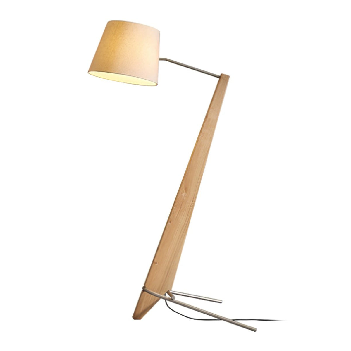 Vyran vloerlamp van walnoothout en beige stof