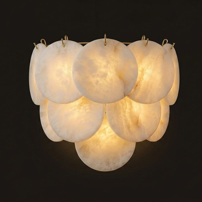 Pemberhurst albast schijfvormige wandlamp