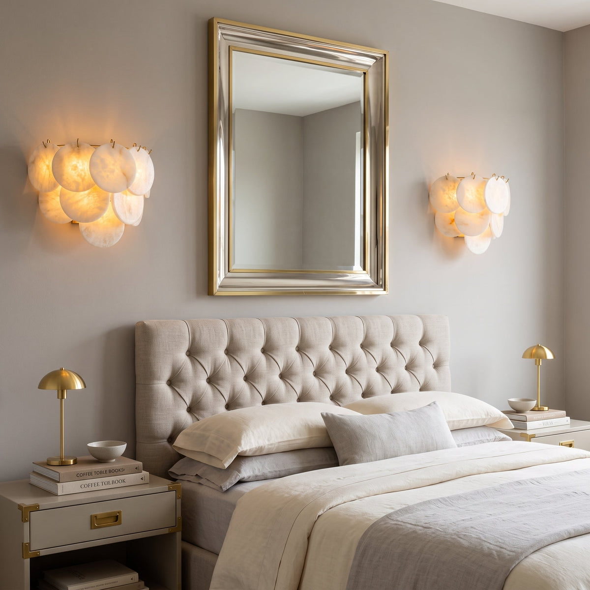 Pemberhurst albast schijfvormige wandlamp