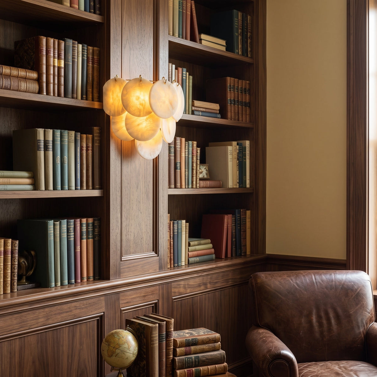 Pemberhurst albast schijfvormige wandlamp