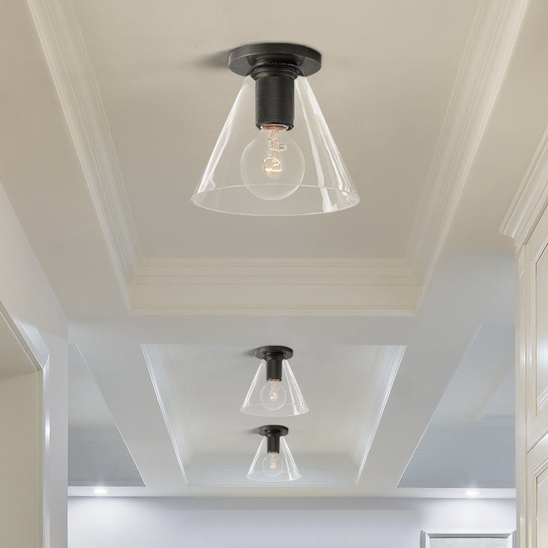 Elthyn plafondlamp conische kap glas messing minimalistisch industrieel