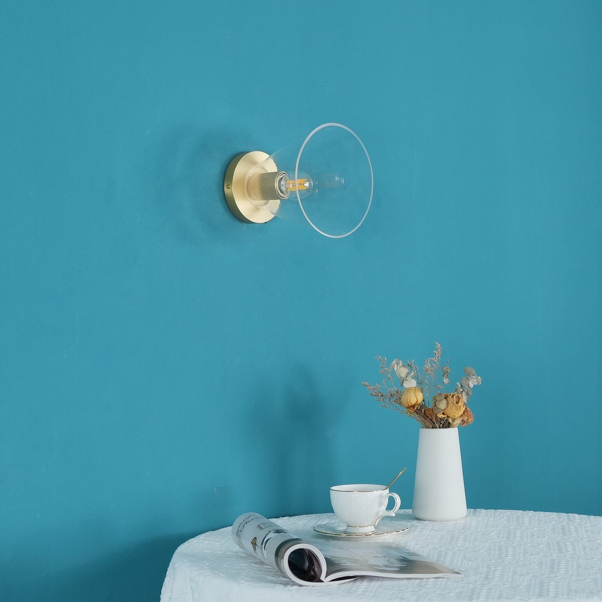 Elthyn plafondlamp conische kap glas messing minimalistisch industrieel