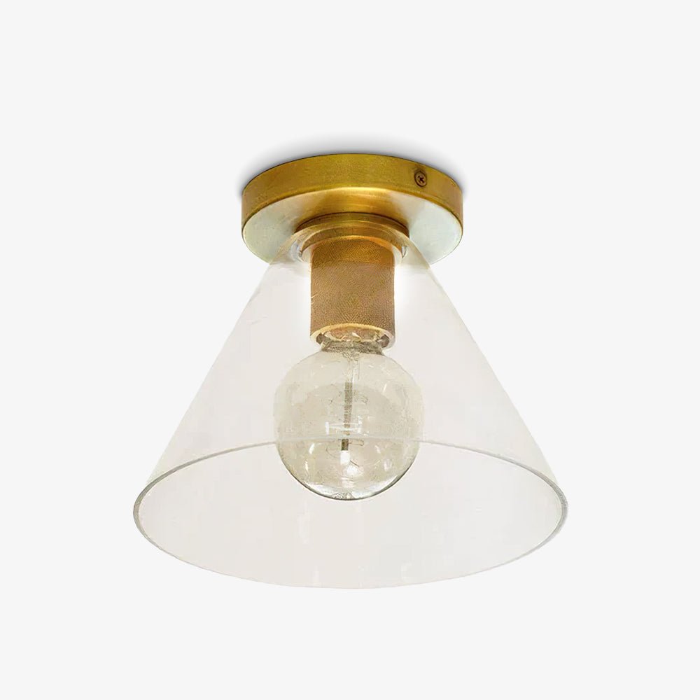 Elthyn plafondlamp conische kap glas messing minimalistisch industrieel
