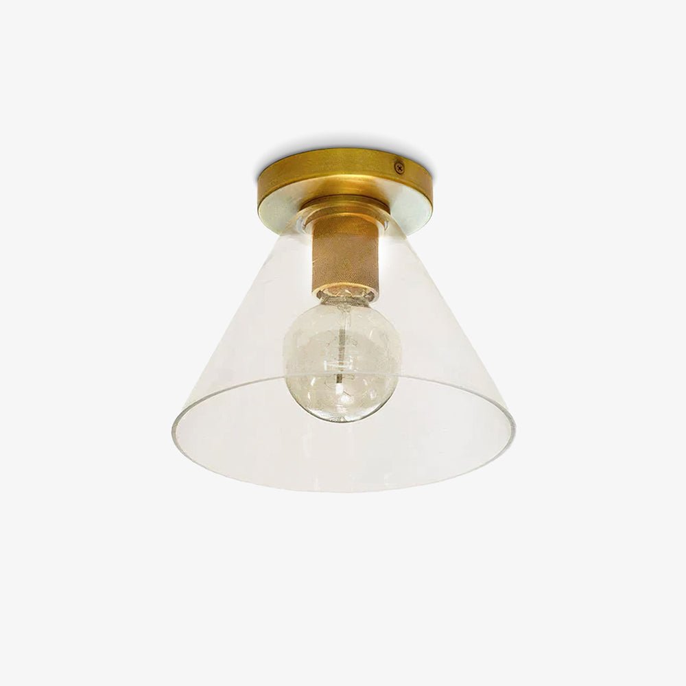 Elthyn plafondlamp conische kap glas messing minimalistisch industrieel