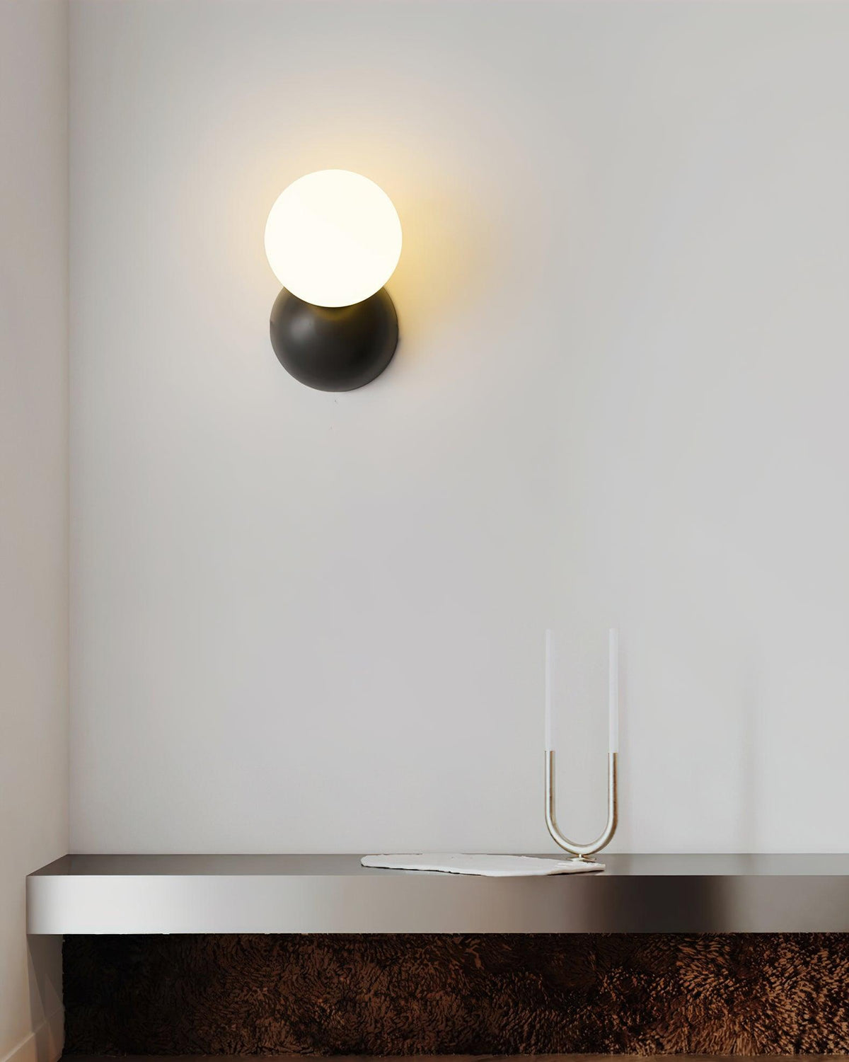 Velirina Bolvormig Glas Messing Wandlamp