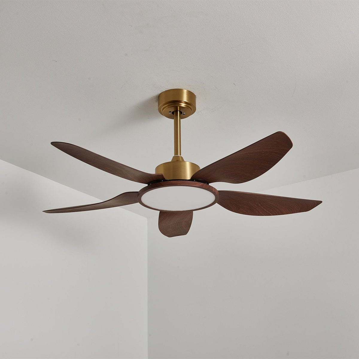 Sylenel modern Hout Messing Plafondventilator met lamp