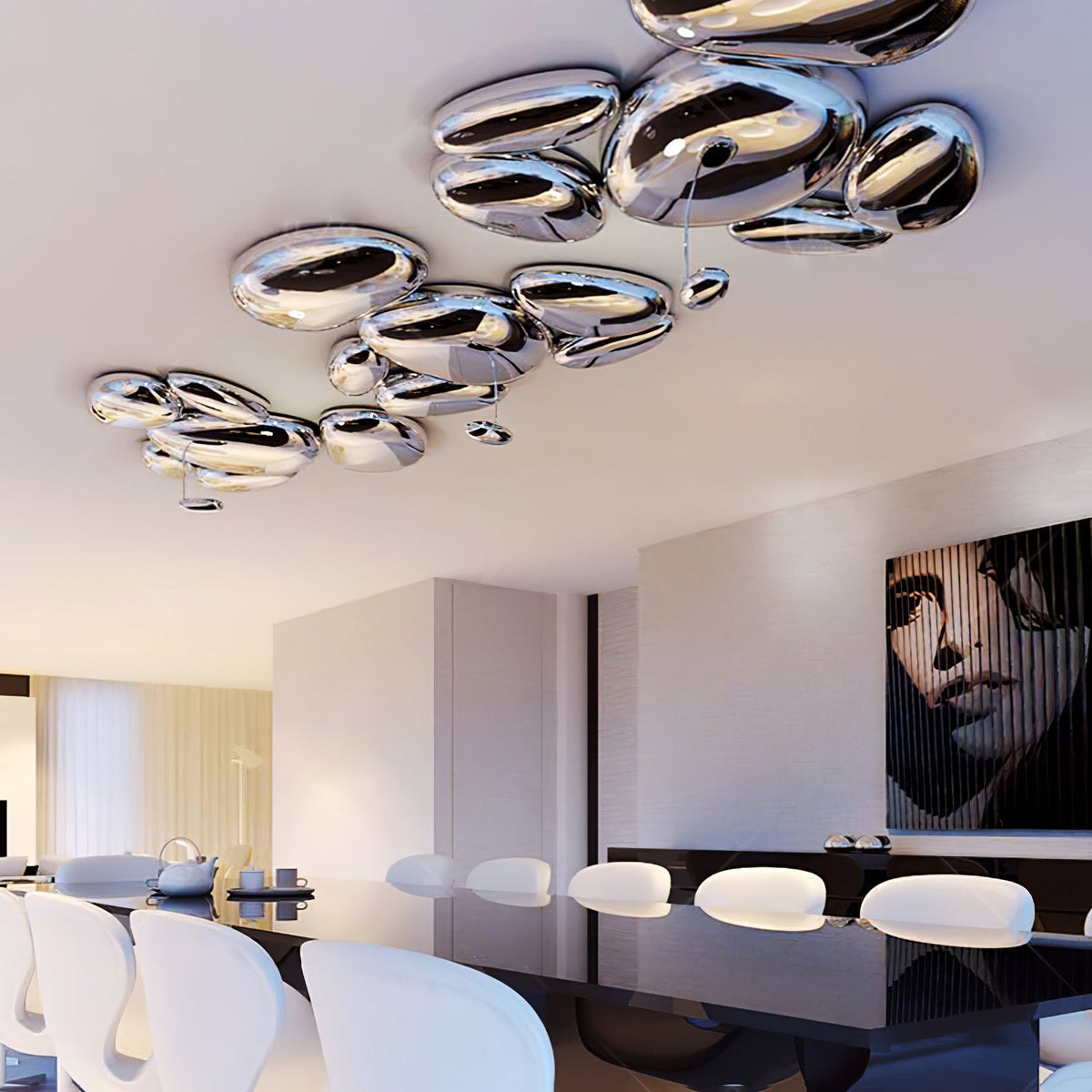 Vostix Plafondlamp Chroom Kiezelvorm modern