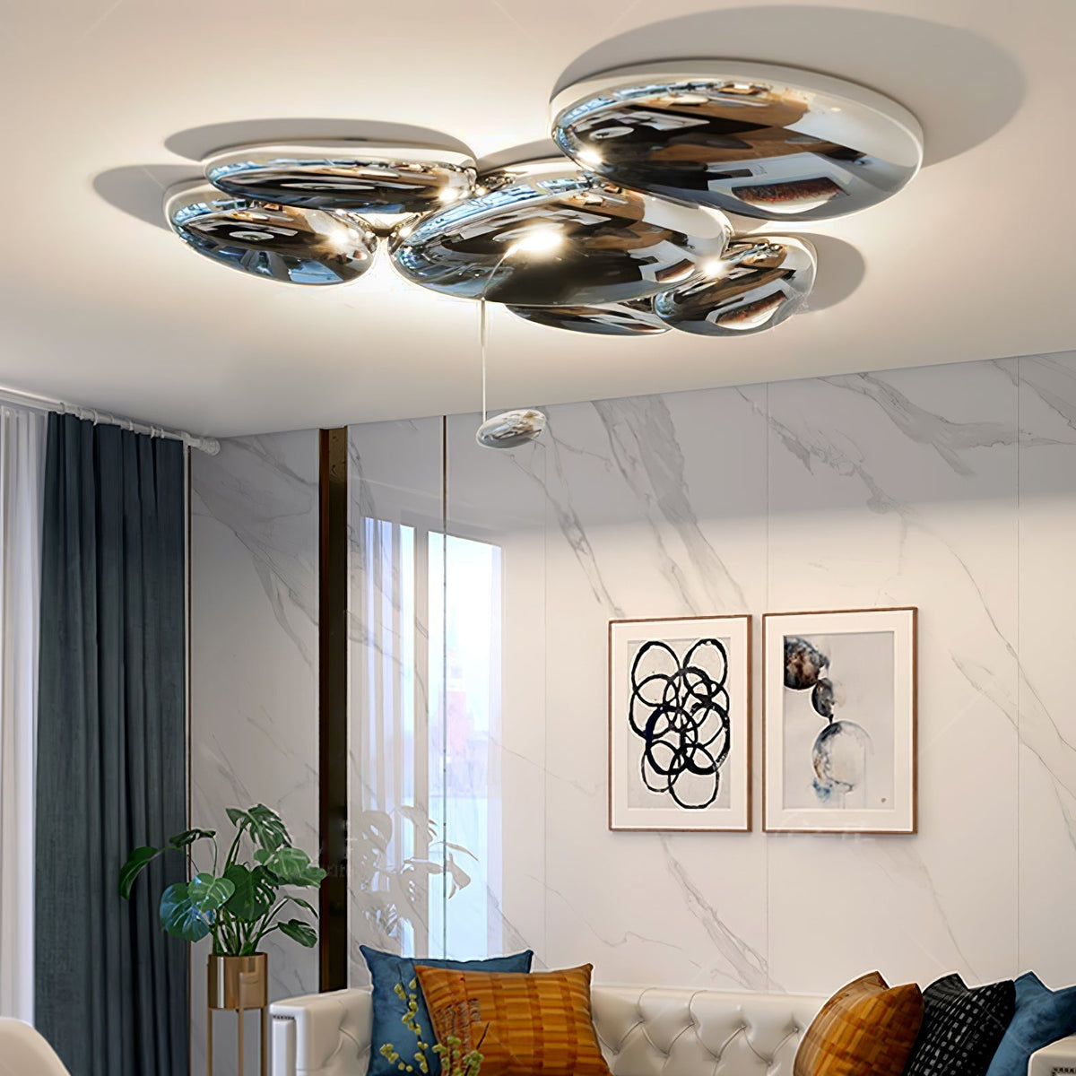 Vostix Plafondlamp Chroom Kiezelvorm modern