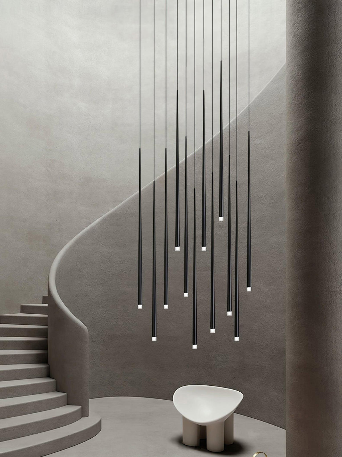 Reveno Kroonluchter Slender Cone Lineair Zwart Minimalistisch