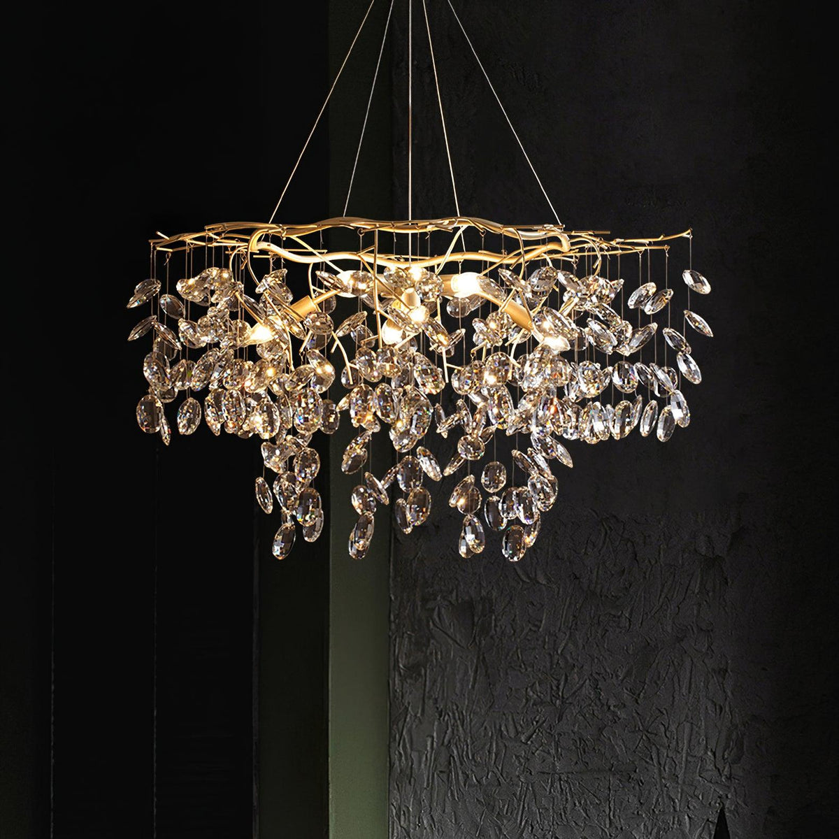 Luxirian kroonluchter kristallen takken goud LED
