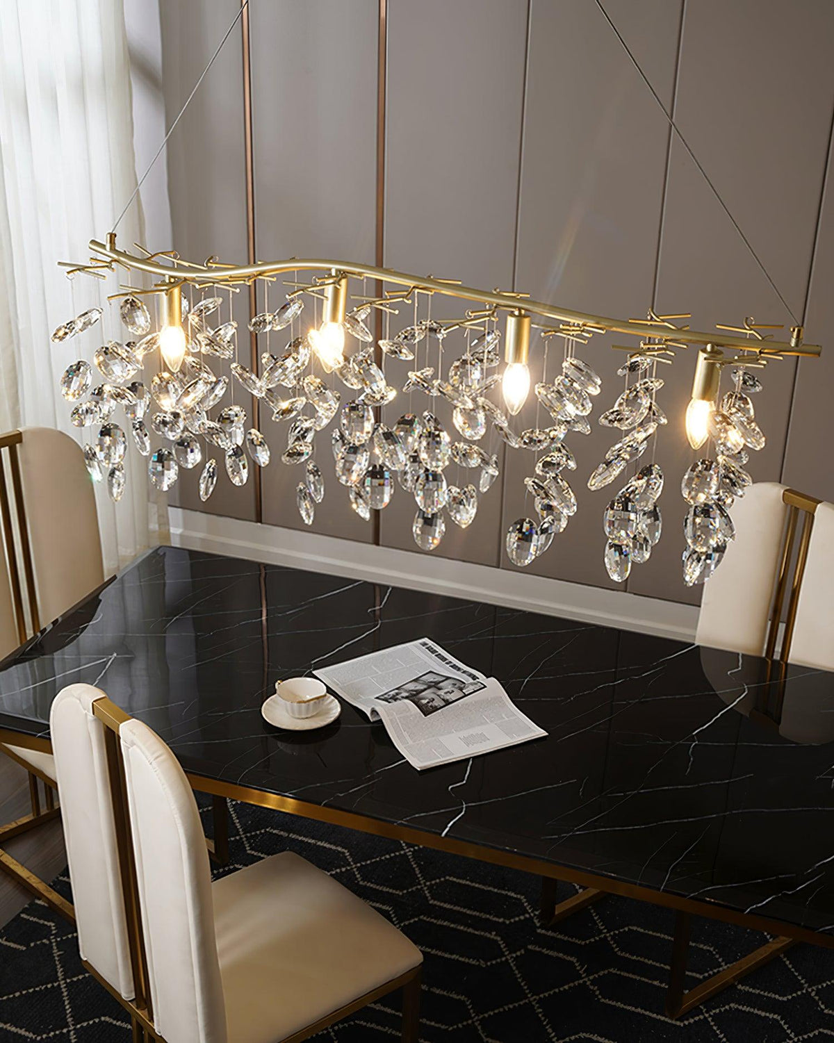 Luxirian kroonluchter kristallen takken goud LED