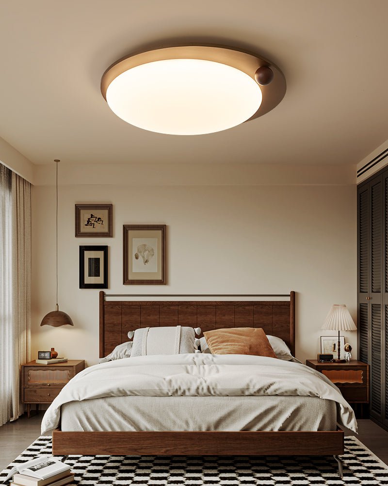 houten plafondlamp met houtaccent